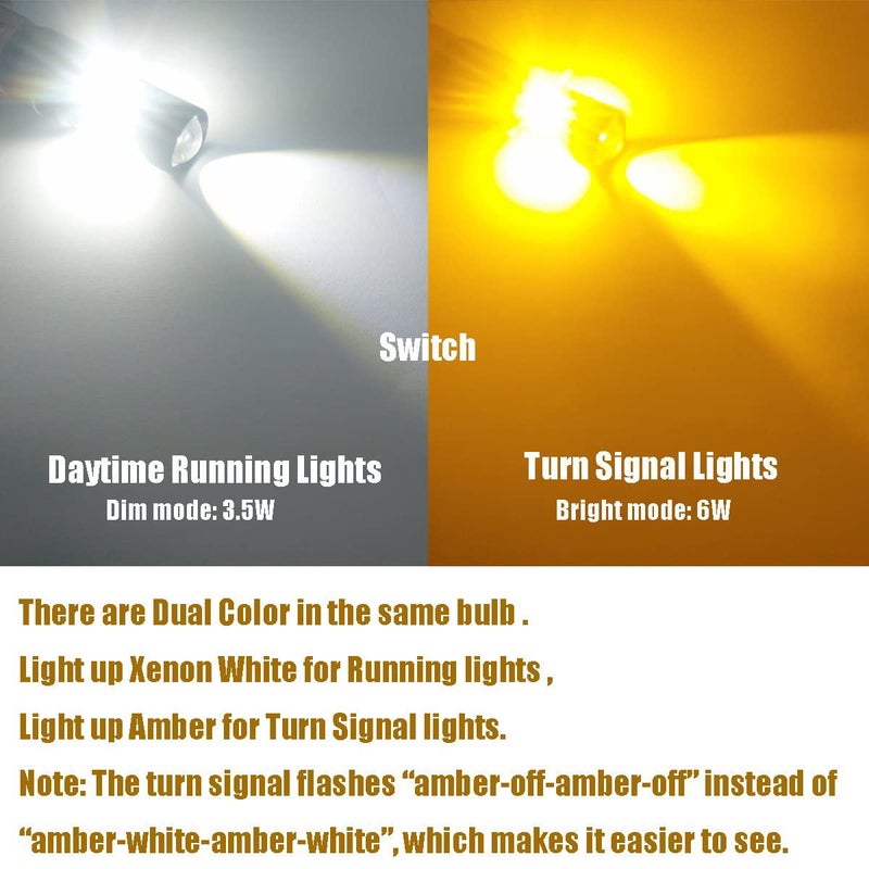 iBrightstar Extremely Bright 3030 Chipsets 3157 4157 3155 3457 Switchback LED Bulbs with Projector Replacement for Daytime Running Lights/DRL and Turn Signal Lights, White/Amber - Image 3